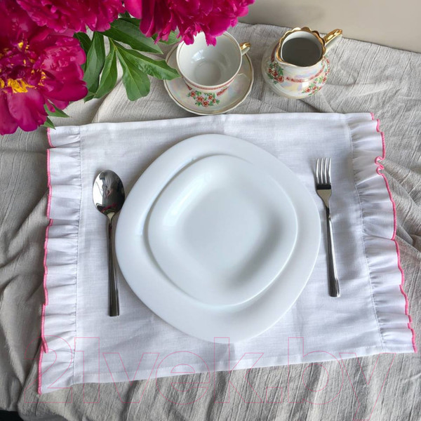 Изображение товара Набор сервировочных салфеток ОМурМебель Пионы С кольцами (5шт)