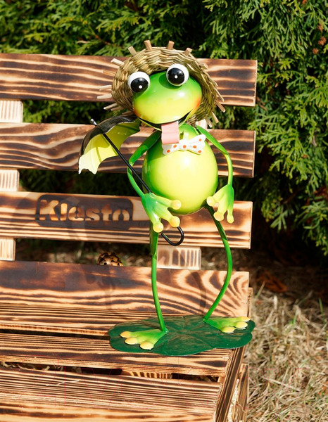 Изображение товара Фигурка для сада Klesto Лягушка в шляпе с зонтиком Z27055