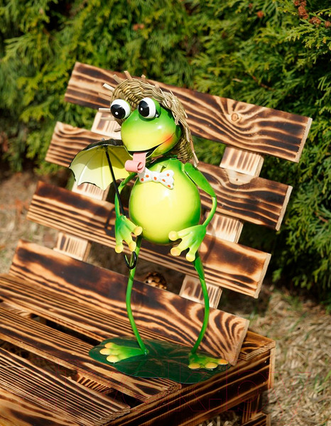 Изображение товара Фигурка для сада Klesto Лягушка в шляпе с зонтиком Z27055