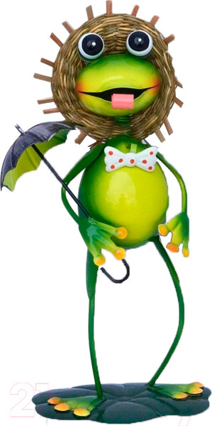 Изображение товара Фигурка для сада Klesto Лягушка в шляпе с зонтиком Z27055