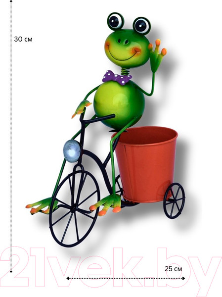 Изображение товара Фигурка для сада Klesto Лягушка на велосипеде с горшком Z26938C