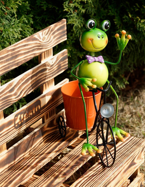 Изображение товара Фигурка для сада Klesto Лягушка на велосипеде с горшком Z26938C