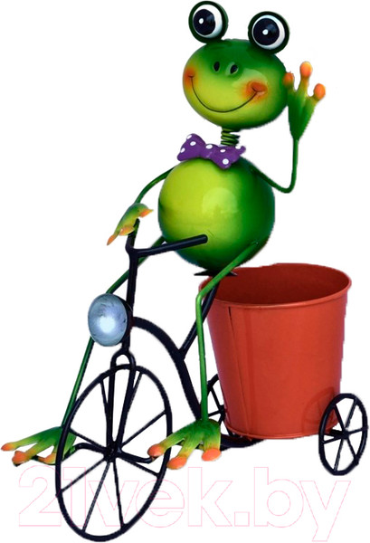Изображение товара Фигурка для сада Klesto Лягушка на велосипеде с горшком Z26938C