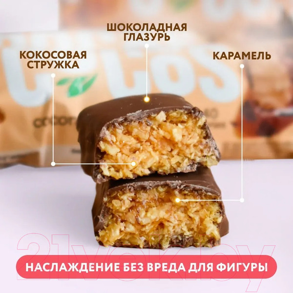 Изображение товара Набор протеиновых батончиков FitnesShock Карамельный кокос (12x35г)