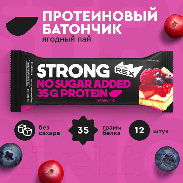 Изображение товара Набор протеиновых батончиков ProteinRex 35% Ягодный пай (12x100г)