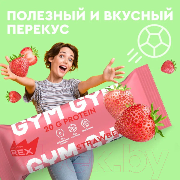 Изображение товара Набор протеиновых батончиков ProteinRex 33% Клубничный десерт (15x60г)