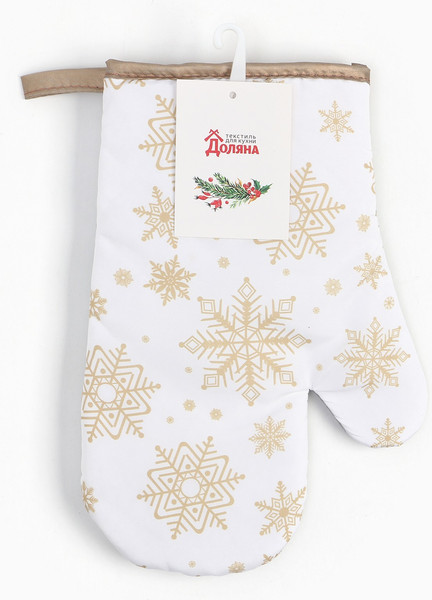 Изображение товара Рукавица-прихватка Доляна Снежинки золотые / 9446098