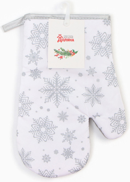 Изображение товара Рукавица-прихватка Доляна Снежинки серебро / 9446103
