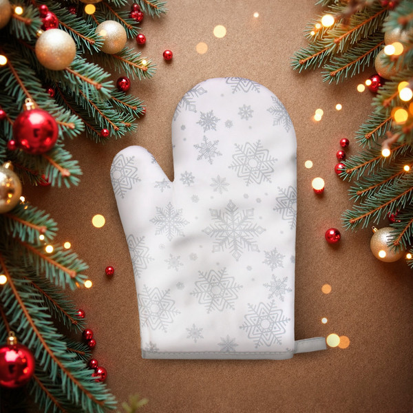 Изображение товара Рукавица-прихватка Доляна Снежинки серебро / 9446103