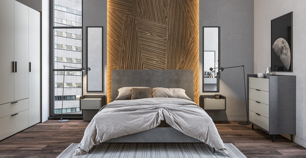 Изображение товара Прикроватная тумба Мебель-Неман Модена МН-048-06-Ц1 (лунный камень/металл бруклин)