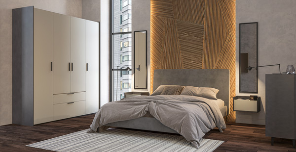 Изображение товара Прикроватная тумба Мебель-Неман Модена МН-048-06-Ц1 (лунный камень/металл бруклин)