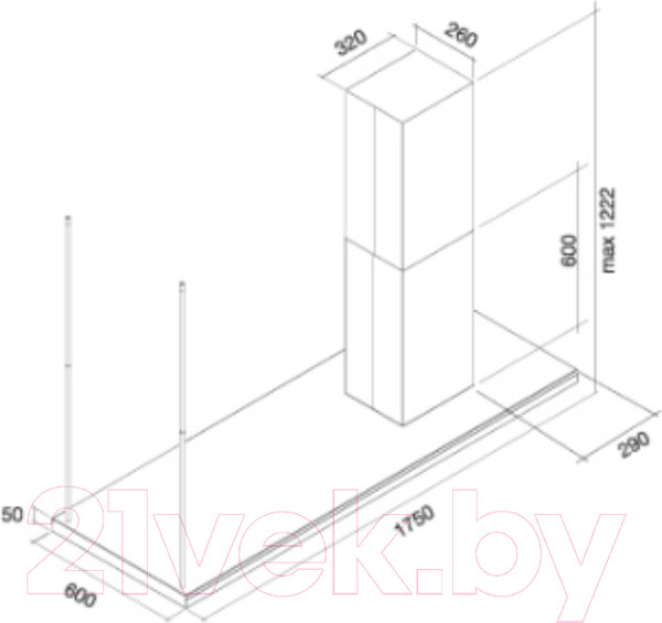 Изображение товара Вытяжка коробчатая Falmec Lumen Isola Steel 175 DX 1750 / CLUI75.E0P2#NEUI490F