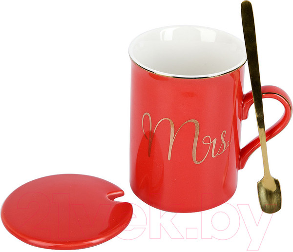 Изображение товара Кружка с ложкой Nouvelle Mrs / 1060064-1 (красный)