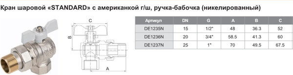 Изображение товара Шаровой кран Tim DE1236N