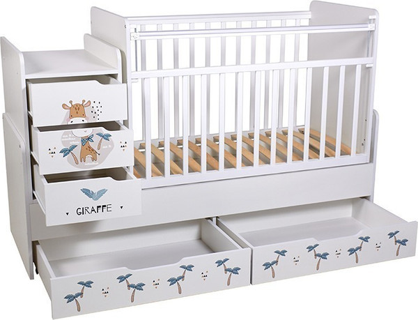 Изображение товара Детская кроватка Фея 1100 Жирафик / 0001033.9.16 (белый)