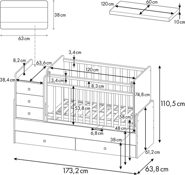 Изображение товара Детская кровать-трансформер Фея 1100 Коала / 0001033.9.17 (белый)