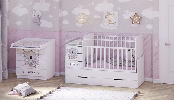 Изображение товара Детская кровать-трансформер Фея 1100 Коала / 0001033.9.17 (белый)