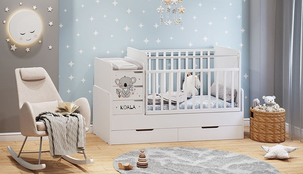 Изображение товара Детская кровать-трансформер Фея 1100 Коала / 0001033.9.17 (белый)