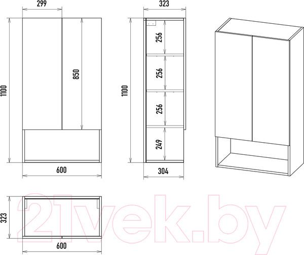 Изображение товара Шкаф для ванной Brevita VEG-08060-031
