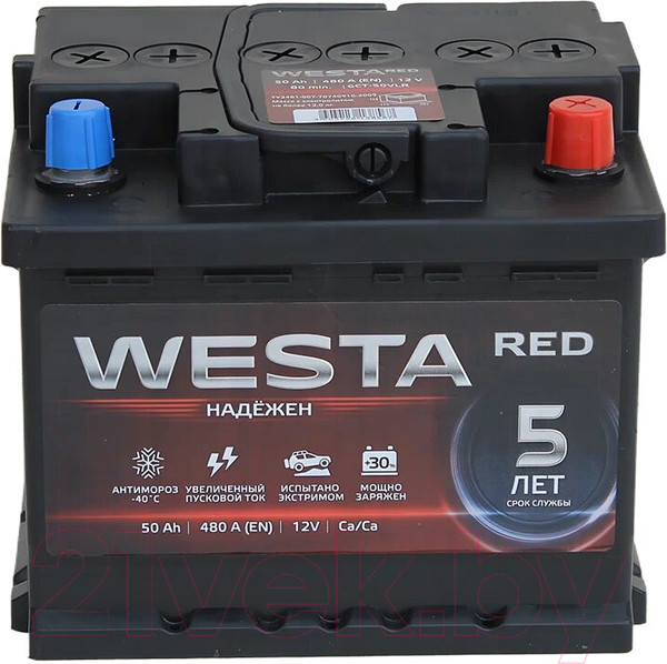 Изображение товара Автомобильный аккумулятор Westa 6СТ-50 VLR Euro П240063 (50 А/ч)