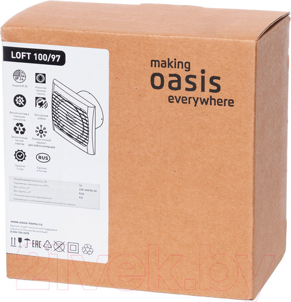 Изображение товара Вентилятор накладной Oasis Loft 100/97