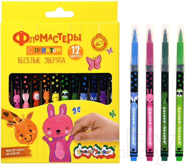 Изображение товара Фломастеры Каляка-Маляка Веселые зверята / ФНССКМ12 (12цв)