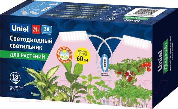 Изображение товара Светильник для растений Uniel ULT-P37-24W/SPLE/TM/60 IP40 White Twin / UL-00011829