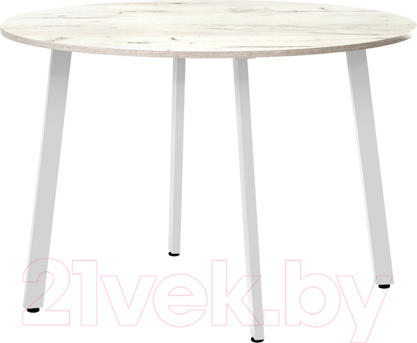 Изображение товара Обеденный стол Millwood Шанхай Л18 D120 (дуб белый Craft/металл белый)
