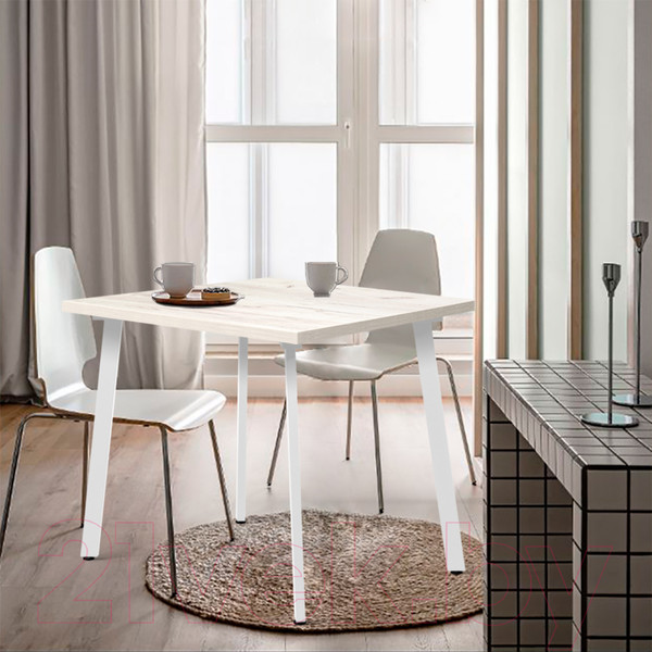 Изображение товара Обеденный стол Millwood Шанхай 90x90x75 (дуб белый Craft/металл белый)