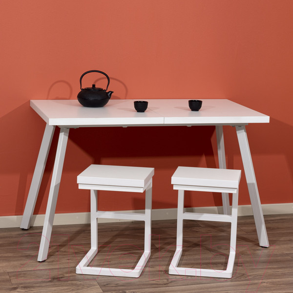 Изображение товара Обеденный стол Millwood Ванкувер 120-152x70x75 (белый/металл белый)