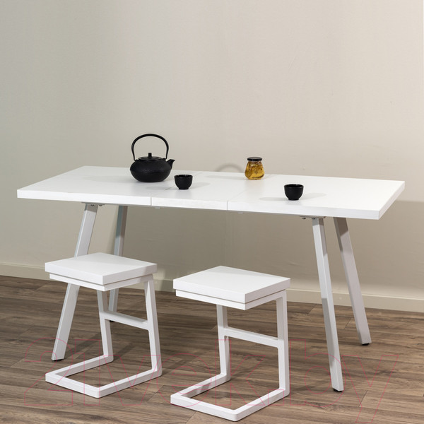 Изображение товара Обеденный стол Millwood Ванкувер 120-152x70x75 (белый/металл белый)