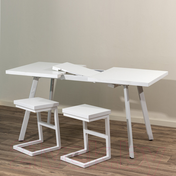 Изображение товара Обеденный стол Millwood Ванкувер 120-152x70x75 (белый/металл белый)