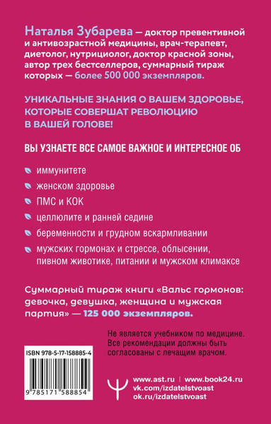 Изображение товара Книга АСТ Вальс гормонов: девочка, девушка, женщина и мужская партия (Зубарева Наталья, мягкая обложка)