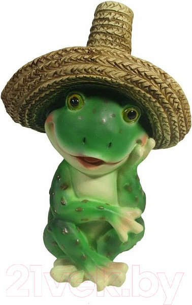 Изображение товара Фигурка для сада Хорошие сувениры Лягушка в соломенной шляпе / 4793743
