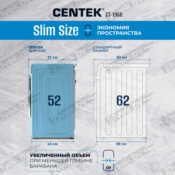Изображение товара Стирально-сушильная машина Centek CT-1966 (белый)