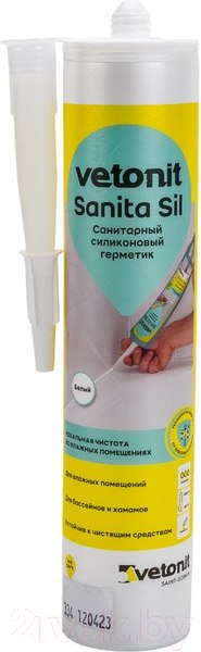 Изображение товара Герметик силиконовый Vetonit Санитарный Sanita Sil (280мл, белый)