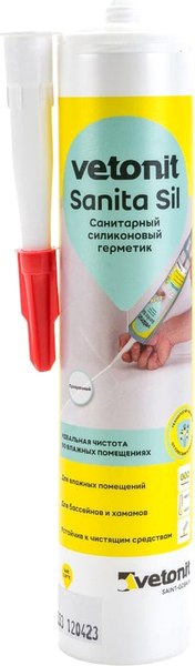Изображение товара Герметик силиконовый Vetonit Санитарный Sanita Sil (280мл, прозрачный)