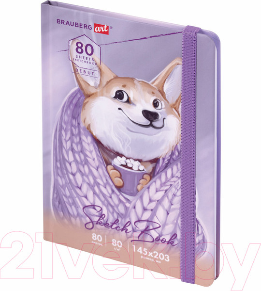 Изображение товара Скетчбук Brauberg Art Debut. Корги / 114579 (80л, белая бумага)