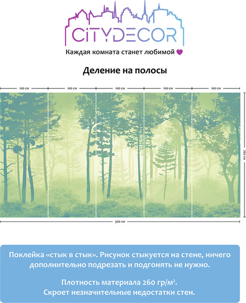 Изображение товара Фотообои листовые Citydecor Таинственный лес 11 (500x260см)