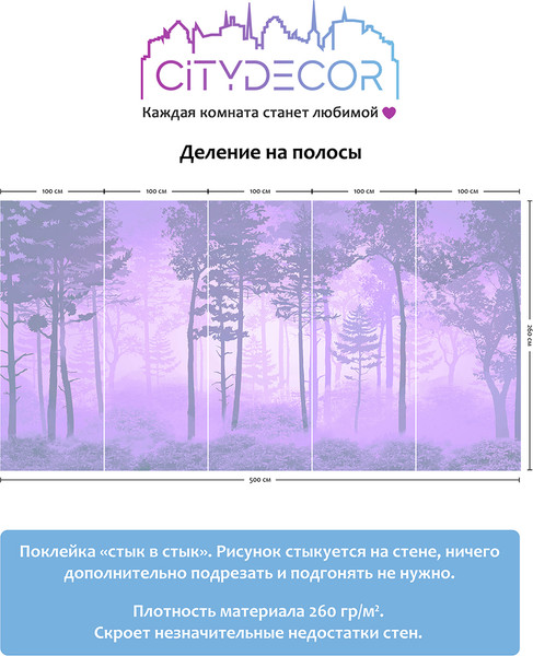 Изображение товара Фотообои листовые Citydecor Таинственный лес 13 (500x260см)