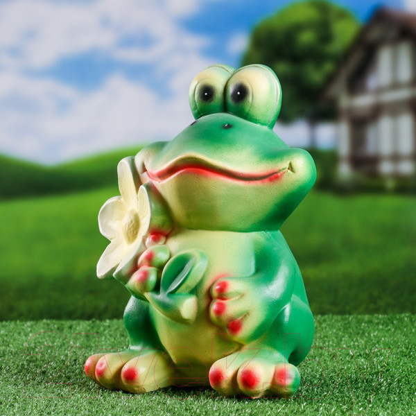 Изображение товара Фигурка для сада Хорошие сувениры Лягушка с ромашкой / 3808061