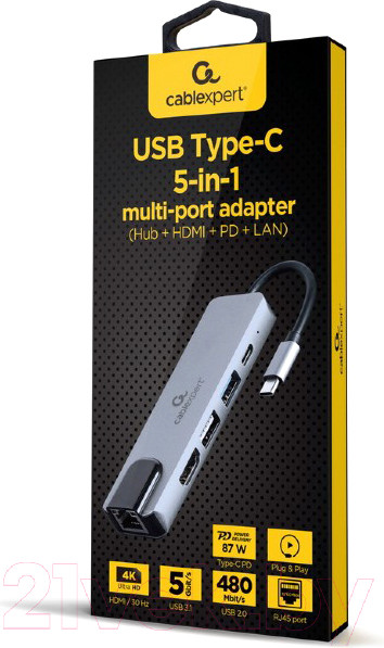 Изображение товара Док-станция для ноутбука Cablexpert A-CM-COMBO5-04