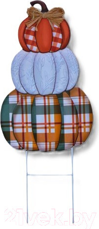 Изображение товара Украшение для сада Klesto Три тыквы клетчатые Z26317B (оранжевый/зеленый/белый)