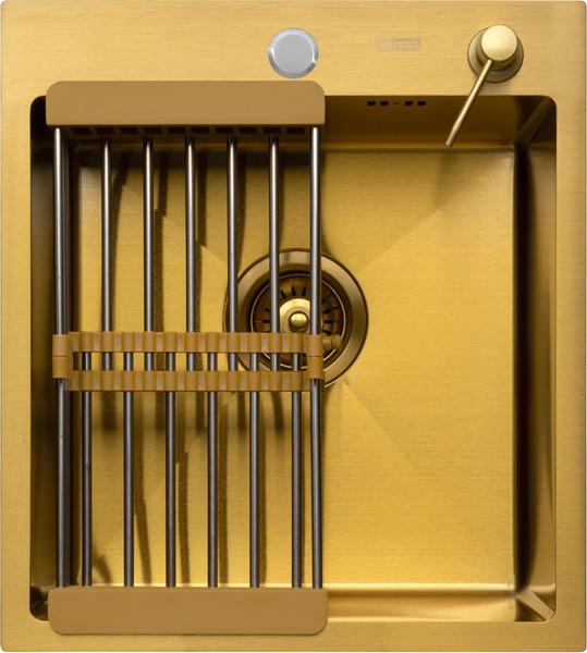 Изображение товара Мойка кухонная Arfeka Eco AR 45x50 + CL AR + DS AR (золото, с дозатором и коландером)