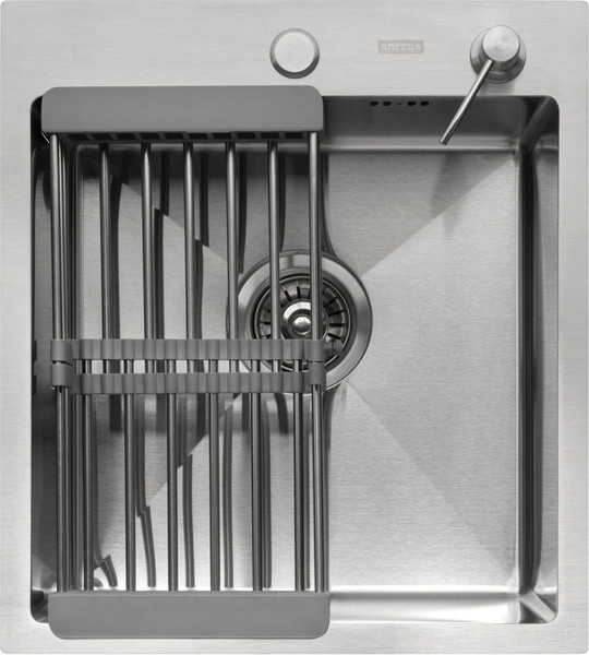 Изображение товара Мойка кухонная Arfeka Eco AR 45x50 + CL AR + DS AR (сатин, с дозатором и коландером)