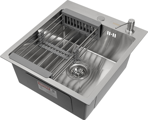 Изображение товара Мойка кухонная Arfeka Eco AR 45x50 + CL AR + DS AR (сатин, с дозатором и коландером)