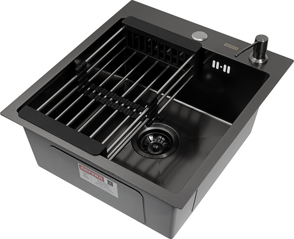 Изображение товара Мойка кухонная Arfeka Eco AR 45x50 + CL AR + DS AR (Black Decor, с дозатором и коландером)