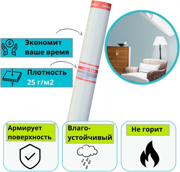 Изображение товара Стеклохолст Nortex Light U25 (50м2)