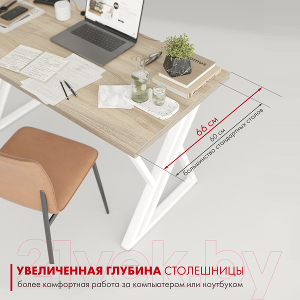 Изображение товара Письменный стол Domus Гранд / 12.016.403.06 (вяз светлый/металл белый)
