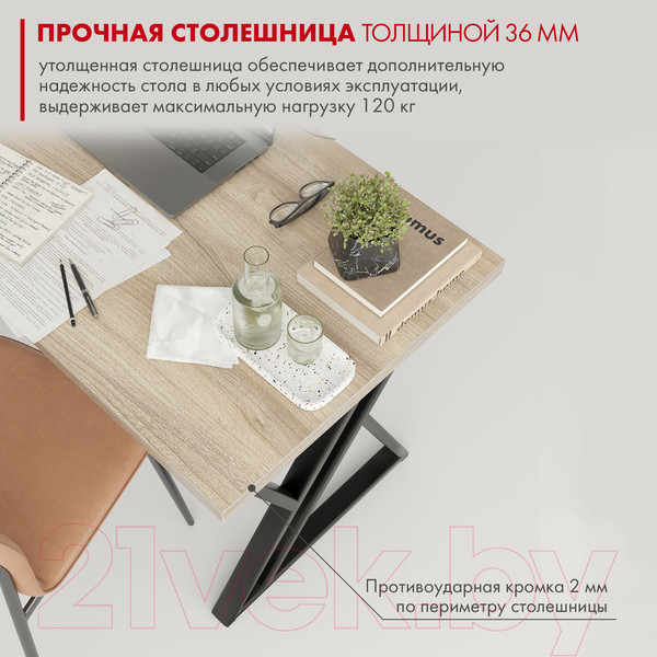 Изображение товара Письменный стол Domus Гранд / 12.016.403.07 (вяз светлый/металл черный)